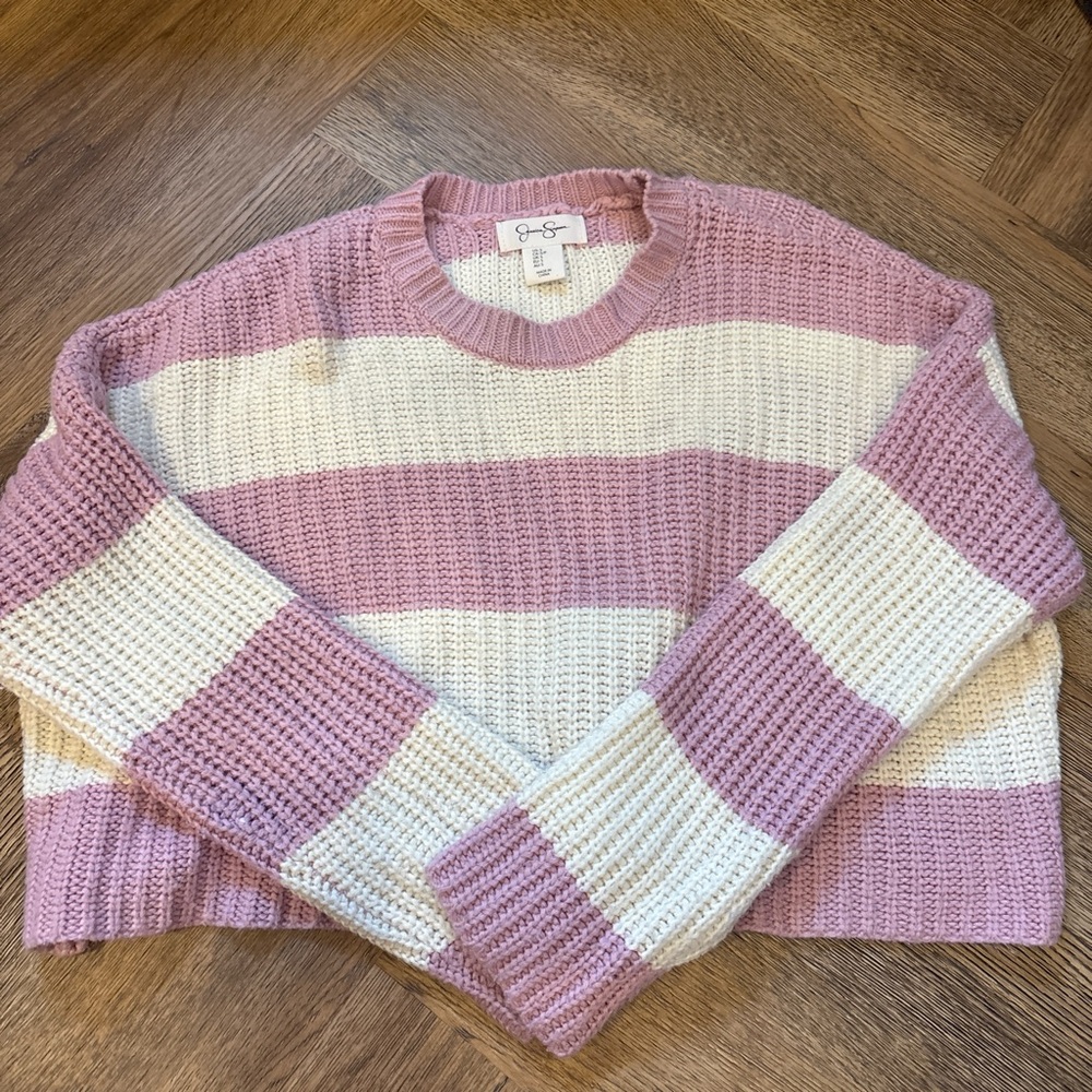 Jessica Simpson Mauve and Cream Striped Sweater